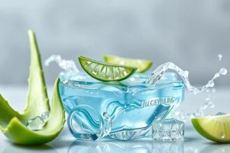 Aloe vera ivógél frissítő citromszeletekkel jéggel