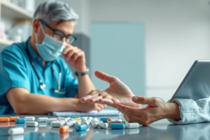 Orvos és páciens konzultáció kockázatokról, mellékhatásokról