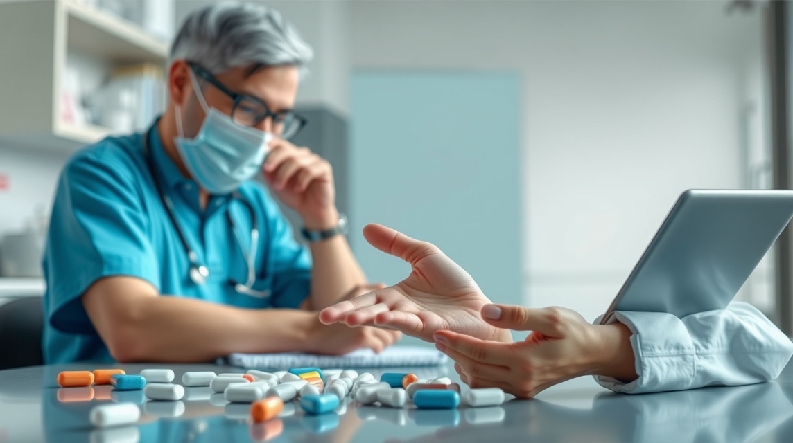 Orvos és páciens konzultáció kockázatokról, mellékhatásokról