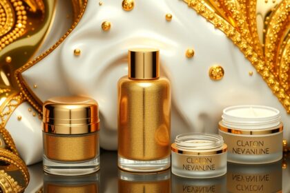 Luxus arany arcápolási termékek gyönyörű elrendezése