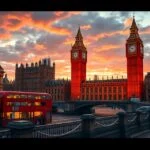 Híres londoni látkép a Big Ben és a Parlament épületekkel