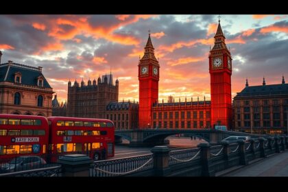 Híres londoni látkép a Big Ben és a Parlament épületekkel