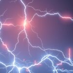 Fényképezett elektromos ív és villámok az égbolton.