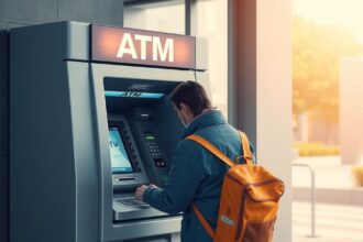 Ember ATM-nál pénzfelvétel közben