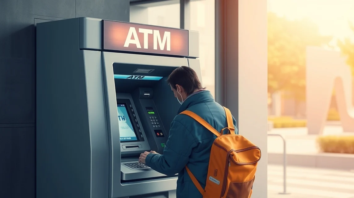 Ember ATM-nál pénzfelvétel közben