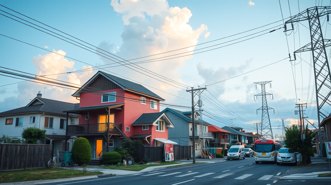 Modern házak elektromos hálózattal képe
