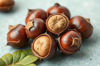 Friss vadgesztenyék és levelek, természetes gyógymódokhoz