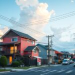 Modern házak elektromos hálózattal képe