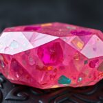 Rózsaszín ásvány, fényes, színes csiszolásban