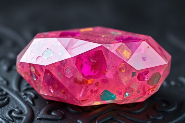 Rózsaszín ásvány, fényes, színes csiszolásban