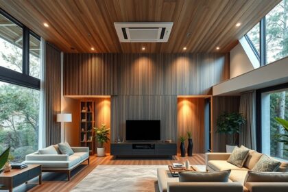 Modern lakás légtechnikai megoldásokkal és zöld növényekkel