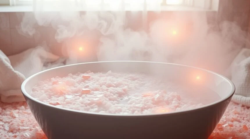 Himalája sóból készült relaxáló fürdő gőzben