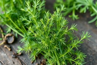 Friss kapor levelek asztalon, az egészség fűszereként