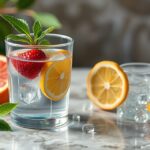 Friss keserűvíz citrommal és eperrel felfrissítve.