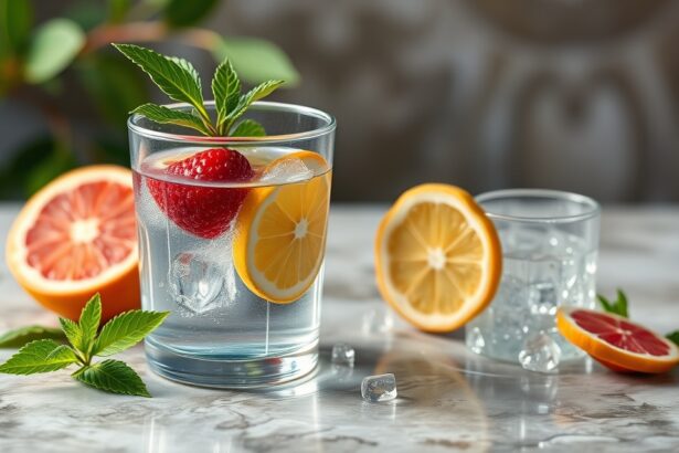 Friss keserűvíz citrommal és eperrel felfrissítve.