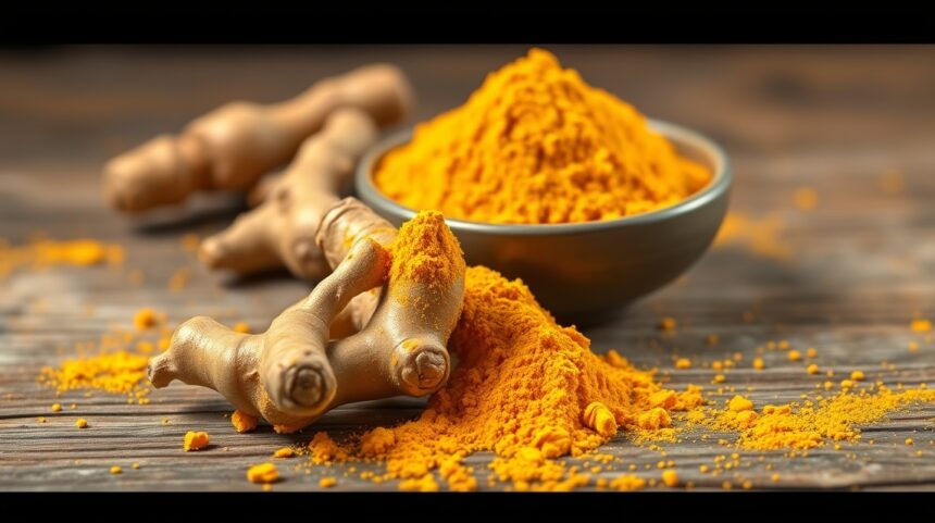 Kurkuma gyökér és por, egészséges fűszer a konyhában