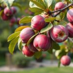 Friss japán szilva fán, egészséges gyümölcs a tápláló életmódhoz.