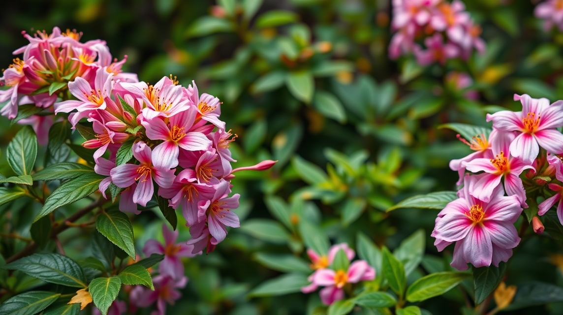 Jerikói lonc virágai zöld háttér előtt