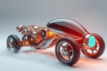 Pneumatikus motor sűrített levegővel működő futurisztikus jármű