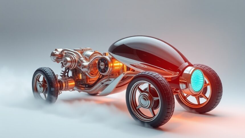Pneumatikus motor sűrített levegővel működő futurisztikus jármű