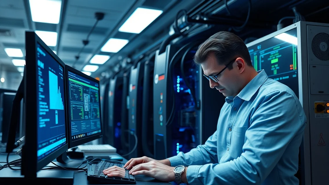 Számítógép rendszergazda monitoring és karbantartás közben
