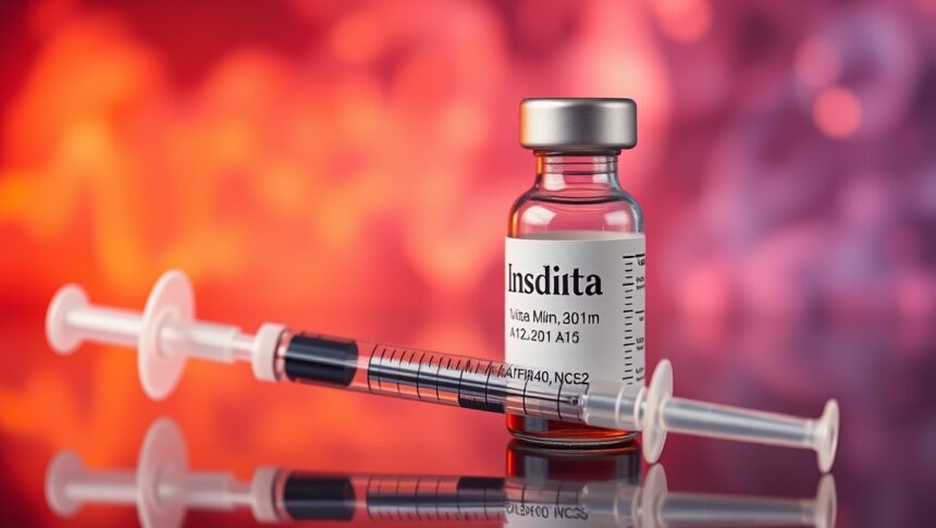 Apidra inzulin injekciós üveg és fecskendő háttérrel