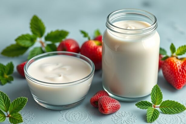 Kaukázusi kefir és friss eper, probiotikumok forrása.