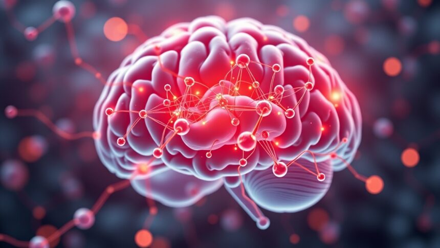 A színes ábrázolása az emberi agynak és neuronhálónak.